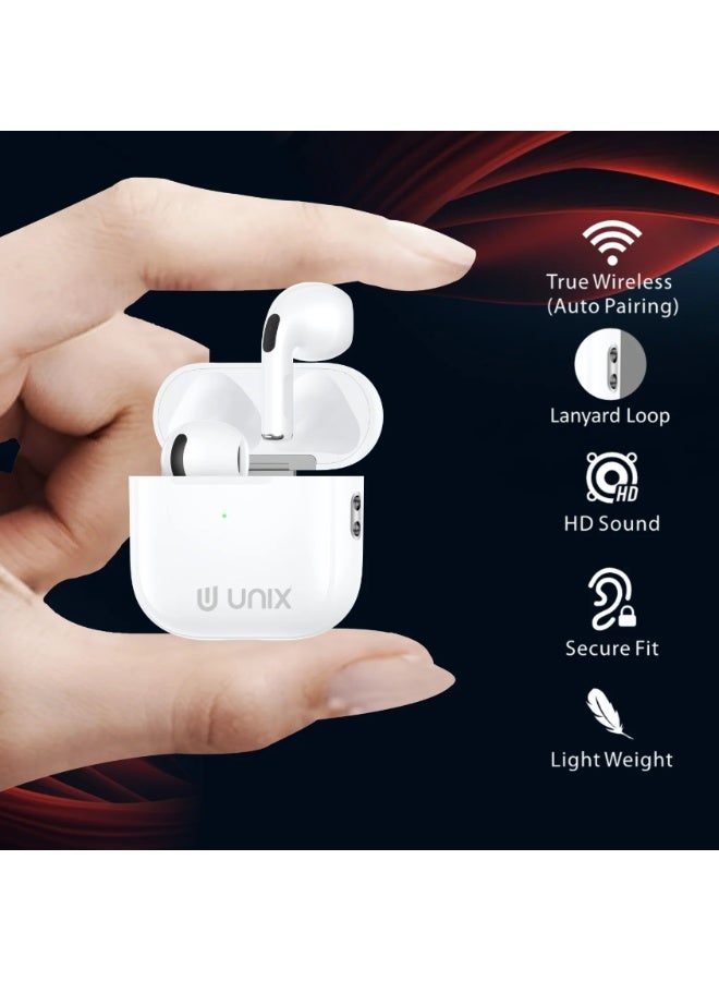 يونيكس **سماعات الأذن اللاسلكية الحقيقية Unix UX-3000 iSMART | اتصال Bluetooth الإصدار 5.3 | وقت تشغيل يصل إلى 38 ساعة | صوت ستيريو قوي مع باس عميق | ميكروفون عالي الدقة (HD) | شحن سريع عبر منفذ Type-C | علبة سيليكون مجانية** - Image 5